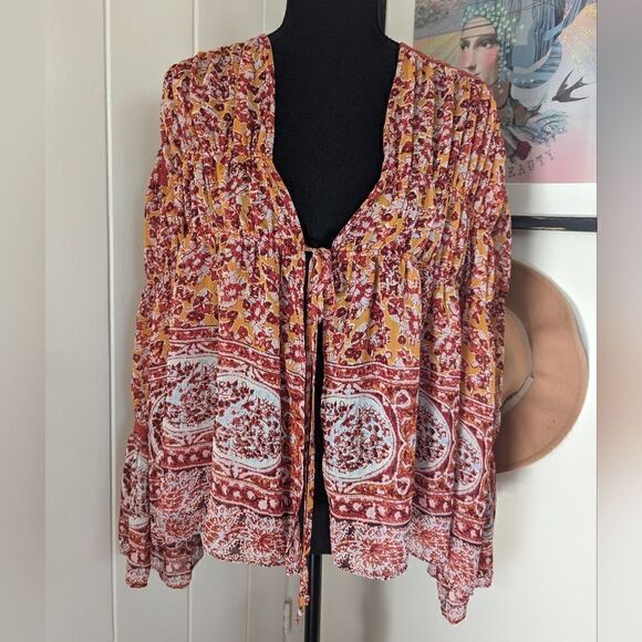 Free People XS Top Boho Cottagecore Fairy Grunge Whimsigoth Gypsy Bell Sleeves - Picture 3 of 15